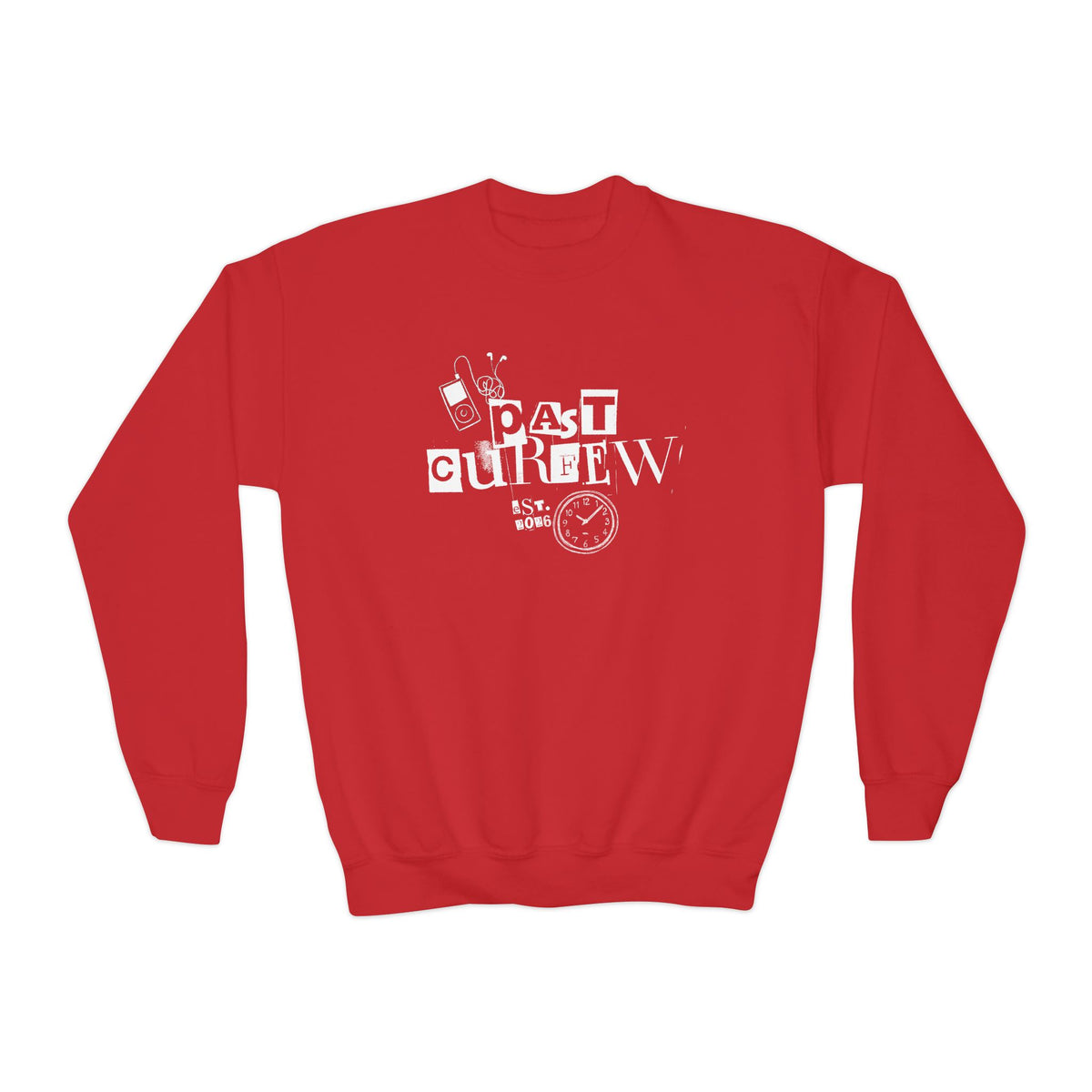 Youth Crewneck Sweatshirt - "Past Curfew" Retro Graphic Pullover