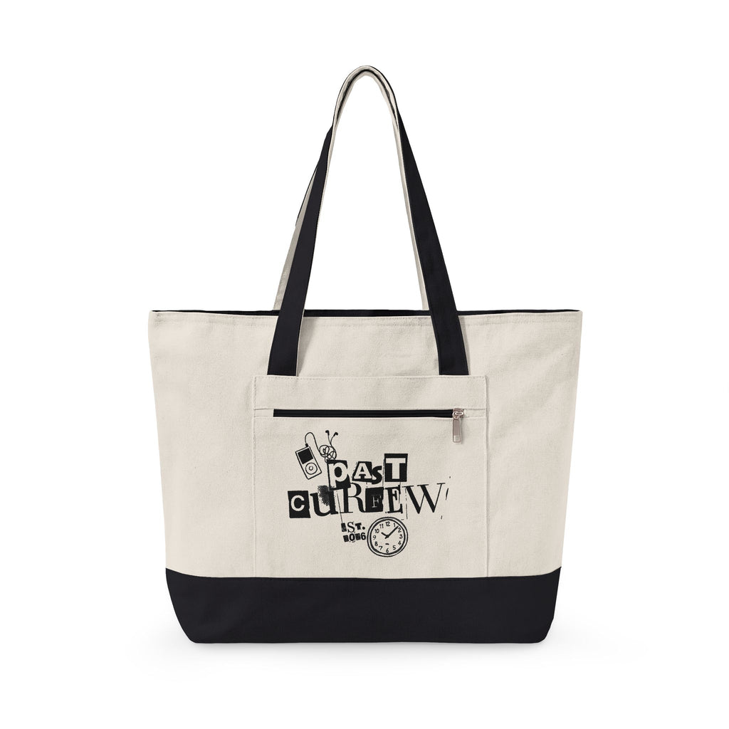 Canvas Tote Bag – Retro Skateboard Graphic Zippered Tote
