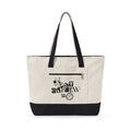Canvas Tote Bag – Retro Skateboard Graphic Zippered Tote