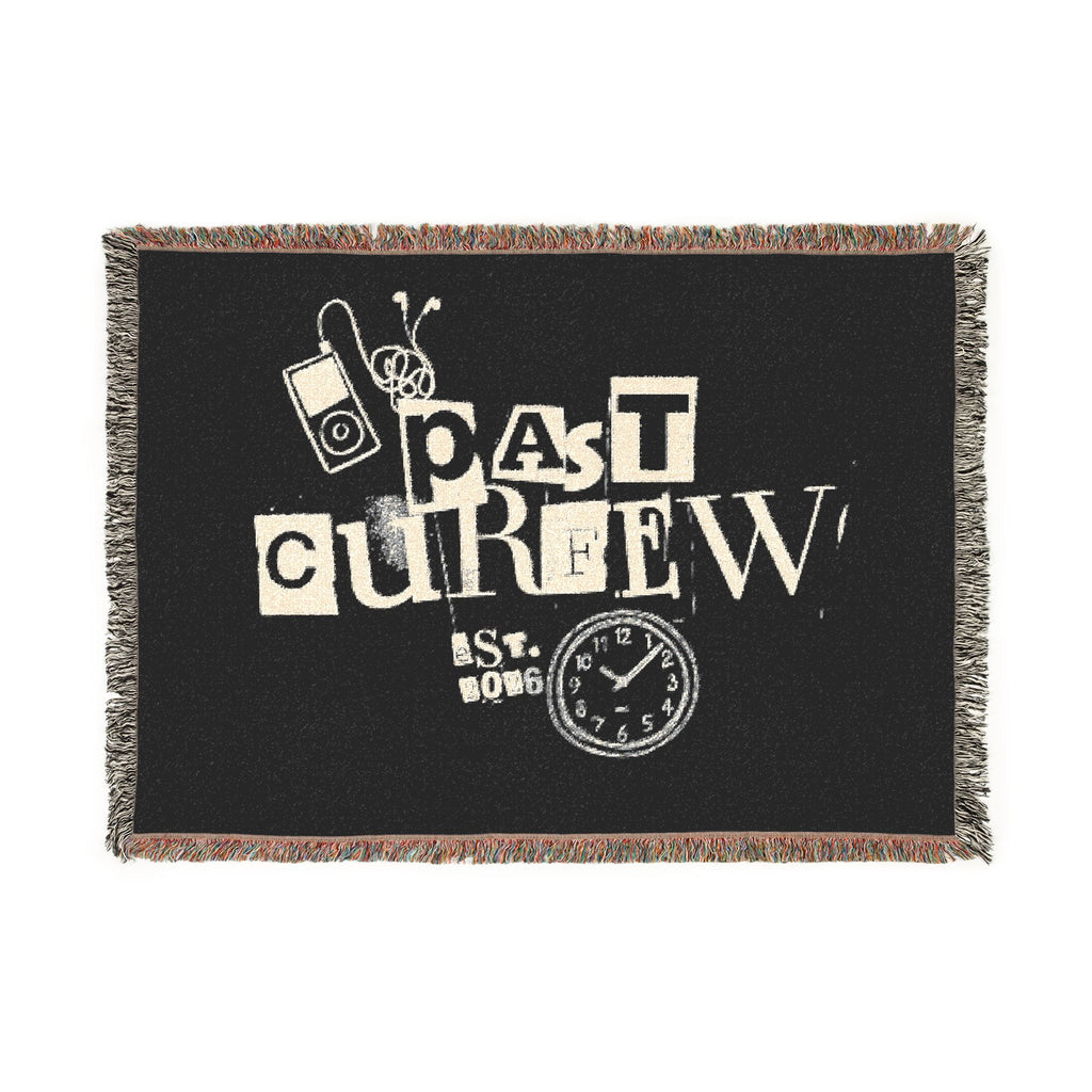 Past Curfew Woven Blanket — Retro Ransom-Note Design