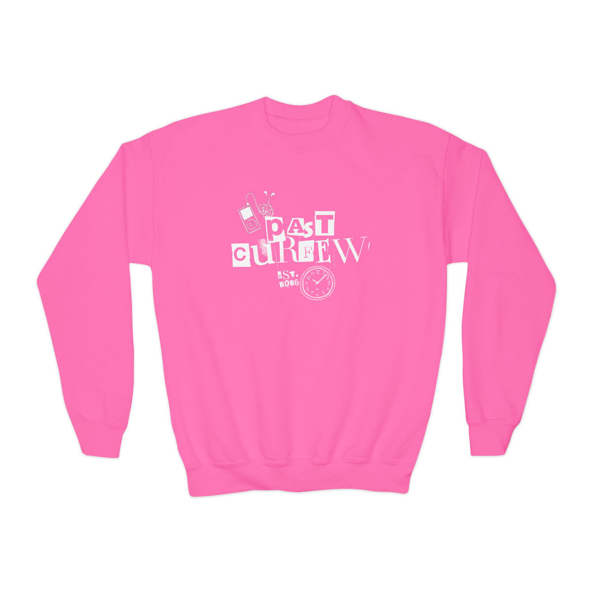 Youth Crewneck Sweatshirt - "Past Curfew" Retro Graphic Pullover